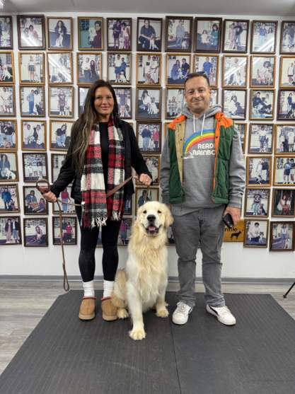Testimonials 14 - Happy client with trained puppy at Dan Gentile Dog Training Center